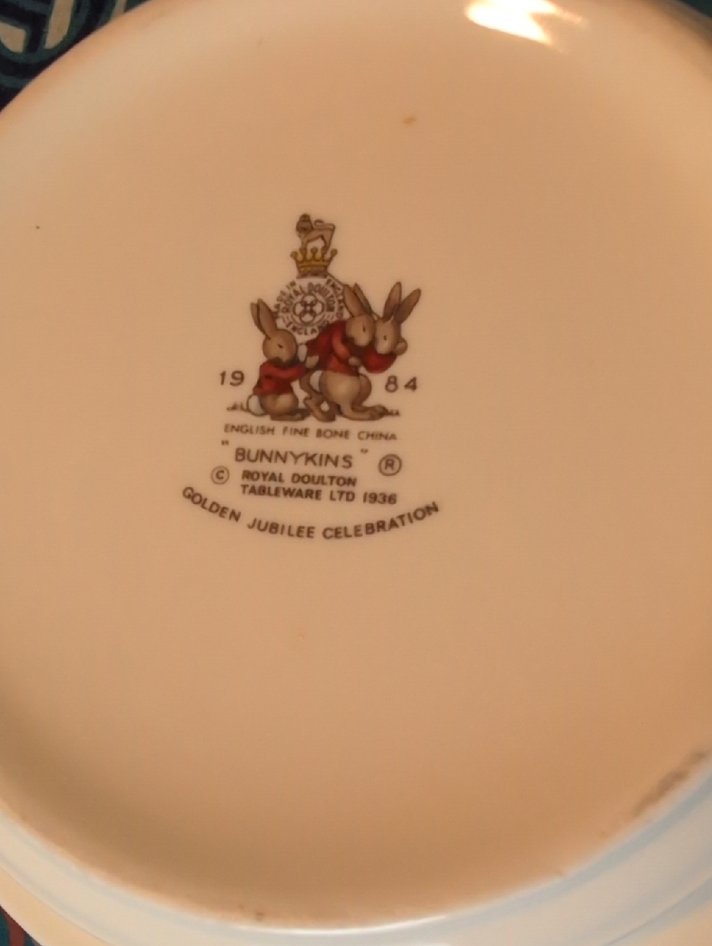 Royal Doulton Bunnykins Plate in Cream with Red Accents